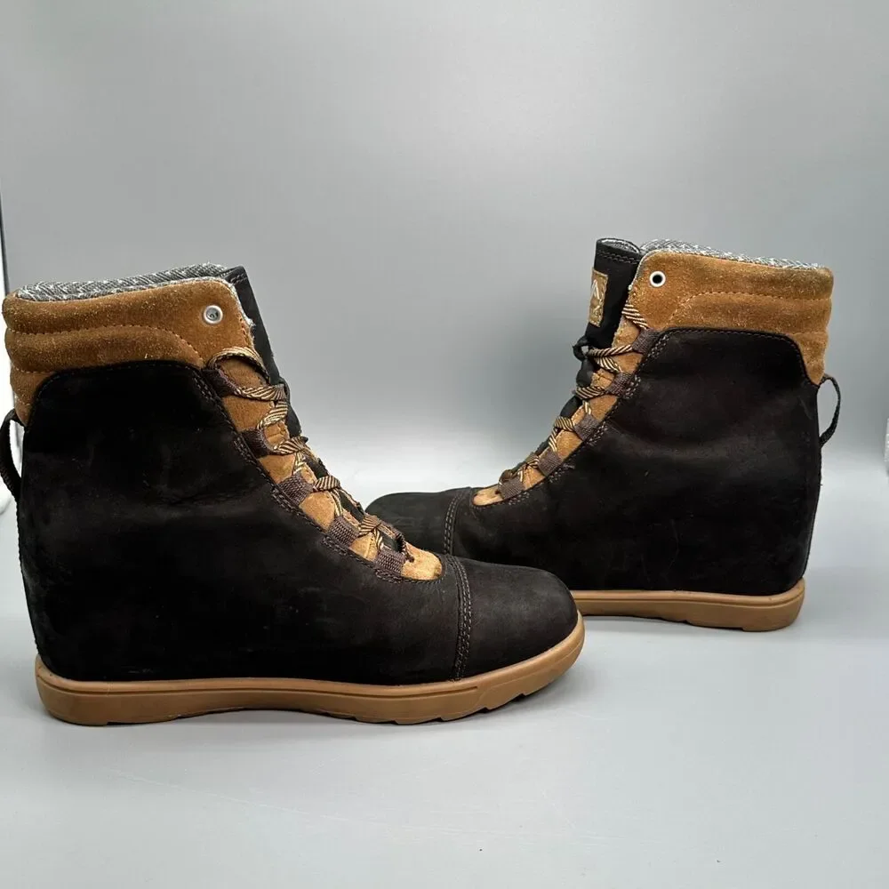 Forsake Alma Women's Size 7 Boot Black High Hidden Wedge Waterproof Lace Up